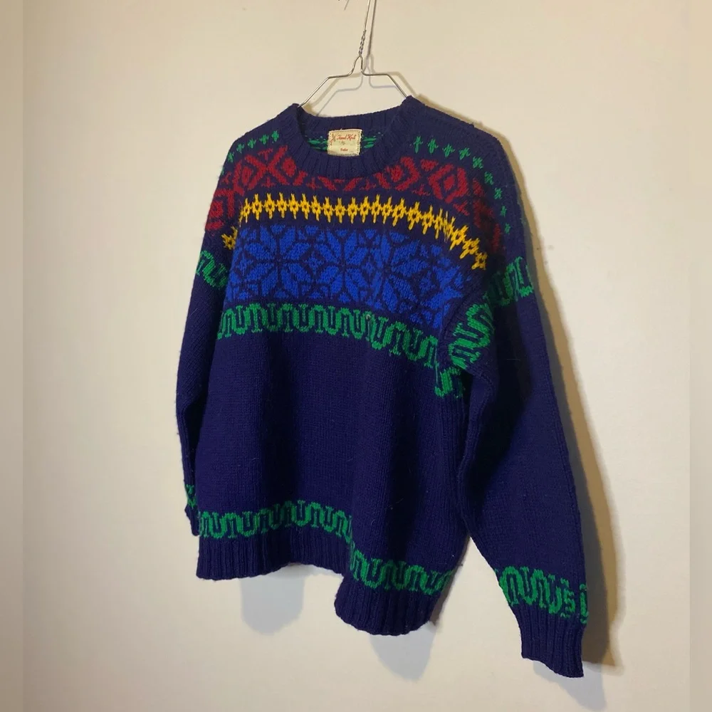 Colourful Vintage Hand Knit Sweater - Picture 11 of 14